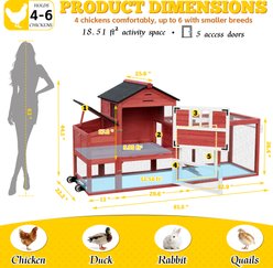 FunXplore Outdoor Chicken Coop, Small, Red, 82.7 x 25.6 x 44.1-in slide 2 of 9