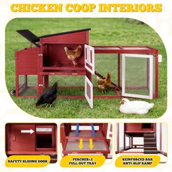 FunXplore Outdoor Chicken Coop, Small, Red, 76.8 x 25.6 x 37.4-in slide 2 of 9