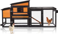 FunXplore Outdoor Chicken Coop, Small, Yellow, 76.8 x 25.6 x 37.4-in
