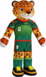 FIFA Zayu Mascot Flat Fetcher Squeaky Plush Dog Toy, Blue, 19.69 x 10.24 x 4.53-in