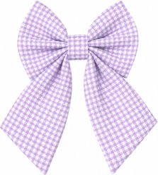 DAPPER DEXTER Gingham Sailor Bow Dog Collar Accessory, Lavender/White, One Size