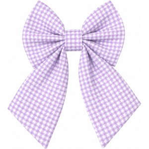 DAPPER DEXTER Gingham Sailor Bow Dog Collar Accessory, Lavender/White, One Size