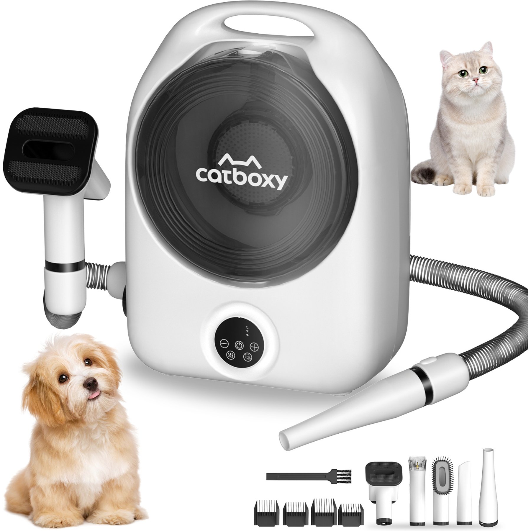 FURDEAR 5-in-1 Ultra-Quiet Dog Grooming Vacuum & Dryer Blower Kit, 2.5-L, White