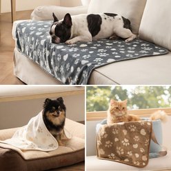 Bedsure Super Premium Fleece Dog Paw Pattern Thin Portable Throw Dog & Cat Blanket, 3 count, X-Small: 23 x 16-in slide 2 of 7