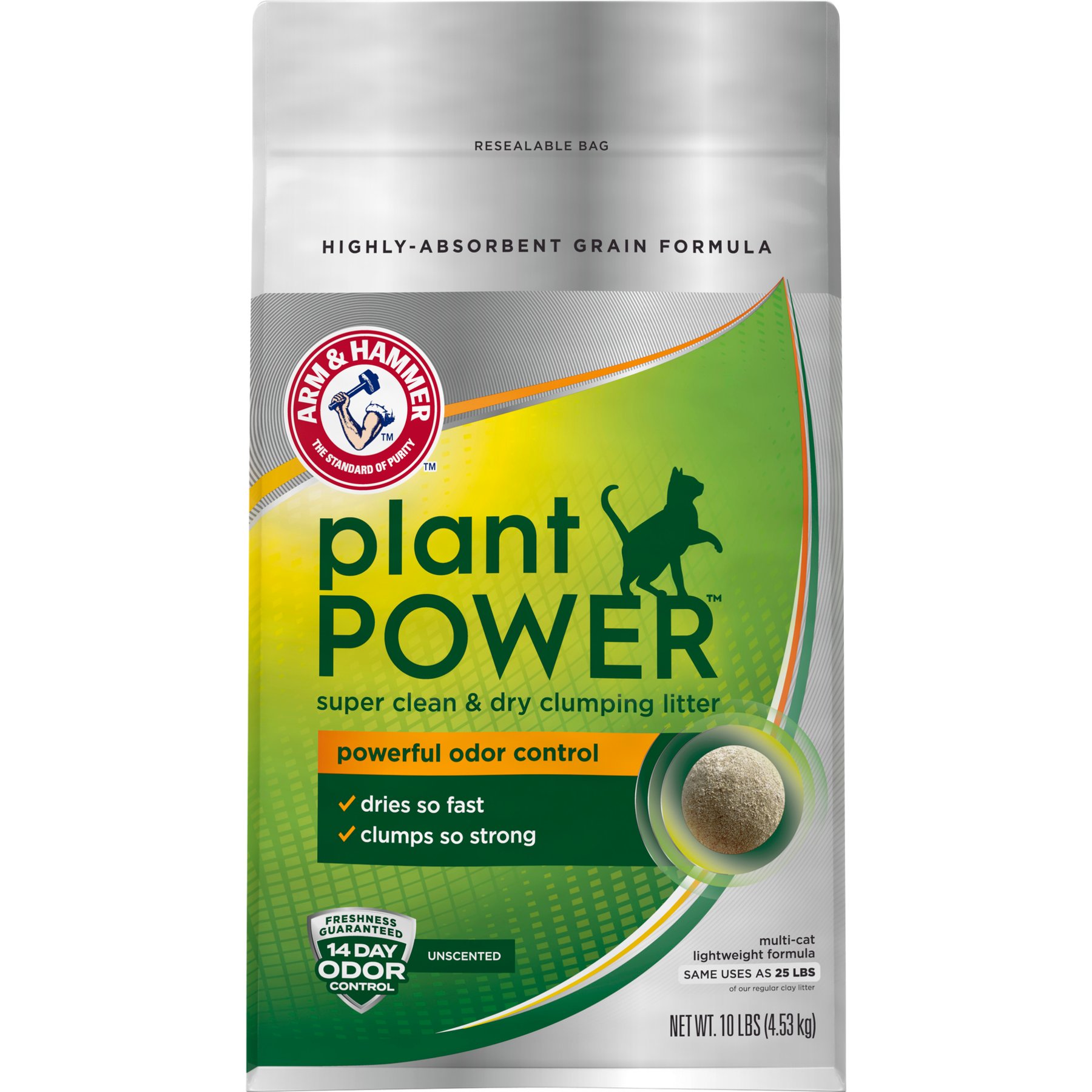 Arm & Hammer Litter Plant Power Unscented Lightweight Clumping Wheat Cat Litter, 10-lb bag