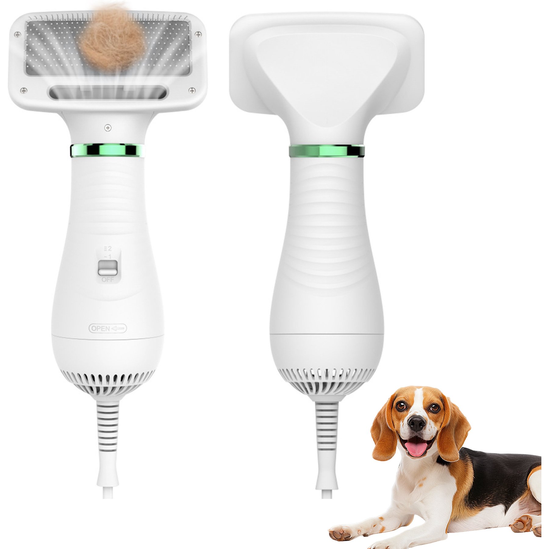 Decflow 2-in-1 Slicker Brush Dog & Cat Hair Dryer & Comb, White