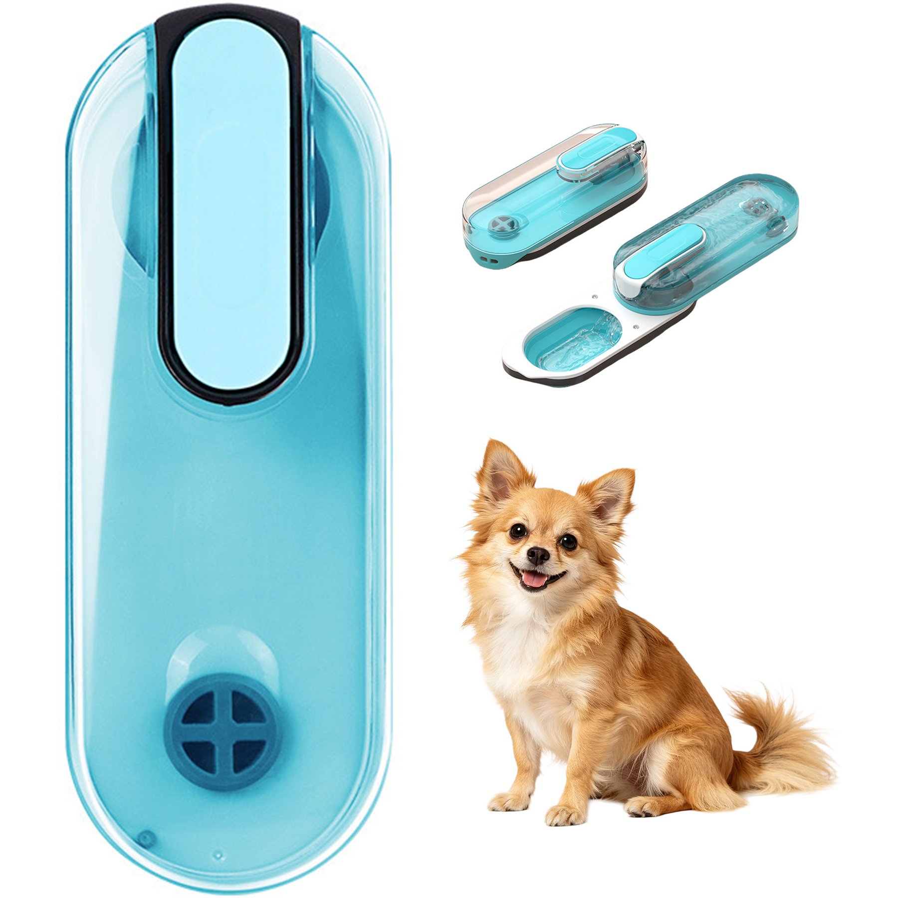 Decflow Collapsible Leak-Proof Plastic Dogs & Cats Travel Water Bottle, Blue, 11.8-fl oz