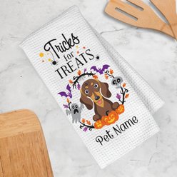 PGS Dachshund Tricks for Treats Pet Breeds Waffle Weave Towel, Purple/Orange/Black/White, 16 x 24-in slide 2 of 2