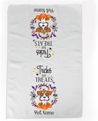 PGS Boxer Tricks for Treats Pet Breeds Waffle Weave Towel, Purple/Orange/Black/White, 16 x 24-in