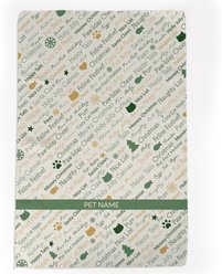 PGS Sage Static Cat Christmas Word Art Waffle Weave Towel, Sage Green/Gold, 16 x 24-in
