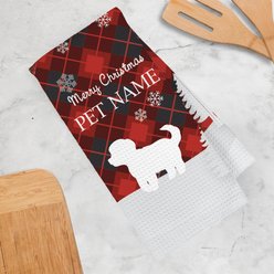 PGS Maltese Red & Black Plaid with Dog Breed Silhouettes Waffle Weave Towel, Red/Black/White, 16 x 24-in slide 2 of 2