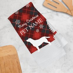 PGS Labrador Red & Black Plaid with Dog Breed Silhouettes Waffle Weave Towel, Red/Black/White, 16 x 24-in slide 2 of 2