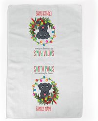 PGS Black Lab Holiday Lights Pet Breeds Waffle Weave Towel, White/Red/Green, 16 x 24-in
