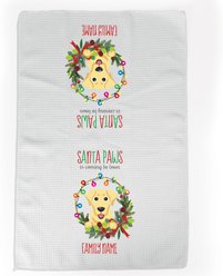 PGS Yellow Labrador Holiday Lights Pet Breeds Waffle Weave Towel, White/Red/Green, 16 x 24-in