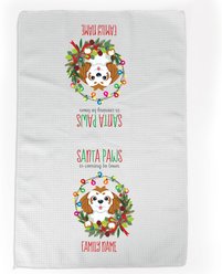 PGS Shih Tzu Holiday Lights Pet Breeds Waffle Weave Towel, White/Red/Green, 16 x 24-in