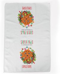 PGS Poodle Holiday Lights Pet Breeds Waffle Weave Towel, White/Red/Green, 16 x 24-in
