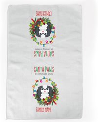 PGS Pekingese Holiday Lights Pet Breeds Waffle Weave Towel, White/Red/Green, 16 x 24-in