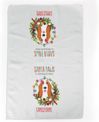 PGS Beagle Holiday Lights Pet Breeds Waffle Weave Towel, White/Red/Green, 16 x 24-in