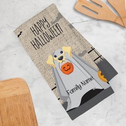 PGS Yellow Labrador Halloween Ghost Pet Breeds Waffle Weave Towel, Brown/White/Orange/Black, 16 x 24-in slide 2 of 2