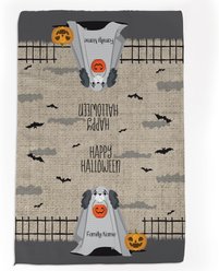 PGS Pekingese Halloween Ghost Pet Breeds Waffle Weave Towel, Brown/White/Orange/Black, 16 x 24-in