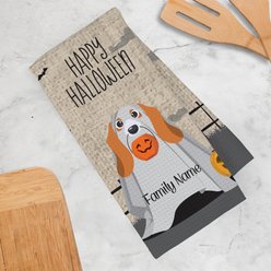 PGS Beagle Halloween Ghost Pet Breeds Waffle Weave Towel, Brown/White/Orange/Black, 16 x 24-in slide 2 of 2