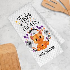 PGS Orange Cat Tricks for Treats Pet Breeds Waffle Weave Towel, Purple/Orange/Black/White, 16 x 24-in slide 2 of 2