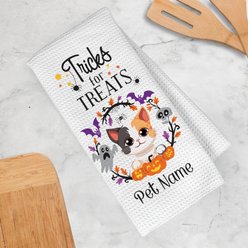 PGS Multi Colored Cat Tricks for Treats Pet Breeds Waffle Weave Towel, Purple/Orange/Black/White, 16 x 24-in slide 2 of 2