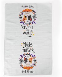 PGS Multi Colored Cat Tricks for Treats Pet Breeds Waffle Weave Towel, Purple/Orange/Black/White, 16 x 24-in