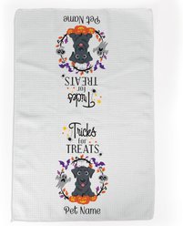 PGS Black Lab Tricks for Treats Pet Breeds Waffle Weave Towel, Purple/Orange/Black/White, 16 x 24-in
