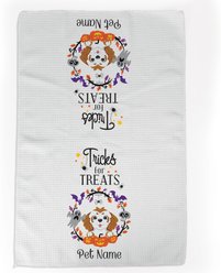 PGS Shih Tzu Tricks for Treats Pet Breeds Waffle Weave Towel, Purple/Orange/Black/White, 16 x 24-in