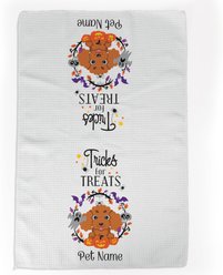 PGS Poodle Tricks for Treats Pet Breeds Waffle Weave Towel, Purple/Orange/Black/White, 16 x 24-in