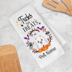 PGS Pomeranian Tricks for Treats Pet Breeds Waffle Weave Towel, Purple/Orange/Black/White, 16 x 24-in slide 2 of 2