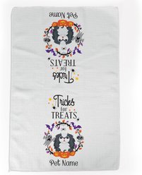 PGS Pekingese Tricks for Treats Pet Breeds Waffle Weave Towel, Purple/Orange/Black/White, 16 x 24-in