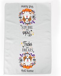 PGS Bulldog Tricks for Treats Pet Breeds Waffle Weave Towel, Purple/Orange/Black/White, 16 x 24-in