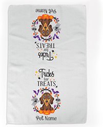 PGS Dachshund Tricks for Treats Pet Breeds Waffle Weave Towel, Purple/Orange/Black/White, 16 x 24-in