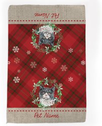 PGS British Shorthair Cat Watercolor Cats in Watercolor Christmas Wreath & snowflakes Waffle Weave Towel, Red/Green/White/Tan, 16 x 24-in