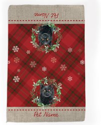 PGS Black Cat Watercolor Cats in Watercolor Christmas Wreath & snowflakes Waffle Weave Towel, Red/Green/White/Tan, 16 x 24-in