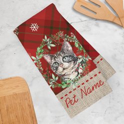 PGS American Shorthair Cat Watercolor Cats in Watercolor Christmas Wreath & snowflakes Waffle Weave Towel, Red/Green/White/Tan, 16 x 24-in slide 2 of 2