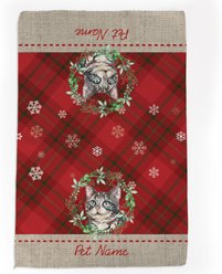 PGS American Shorthair Cat Watercolor Cats in Watercolor Christmas Wreath & snowflakes Waffle Weave Towel, Red/Green/White/Tan, 16 x 24-in