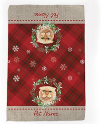 PGS Scottish Fold Cat Watercolor Cats in Watercolor Christmas Wreath & snowflakes Waffle Weave Towel, Red/Green/White/Tan, 16 x 24-in