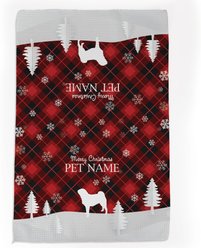 PGS Pug Red & Black Plaid with Dog Breed Silhouettes Waffle Weave Towel, Red/Black/White, 16 x 24-in