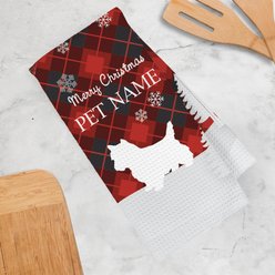 PGS Yorkie Red & Black Plaid with Dog Breed Silhouettes Waffle Weave Towel, Red/Black/White, 16 x 24-in slide 2 of 2
