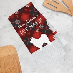 PGS Pomeranian Red & Black Plaid with Dog Breed Silhouettes Waffle Weave Towel, Red/Black/White, 16 x 24-in slide 2 of 2