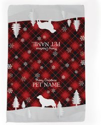 PGS Golden Retriever Red & Black Plaid with Dog Breed Silhouettes Waffle Weave Towel, Red/Black/White, 16 x 24-in