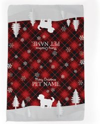 PGS Maltese Red & Black Plaid with Dog Breed Silhouettes Waffle Weave Towel, Red/Black/White, 16 x 24-in