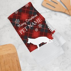 PGS German Shepherd Red & Black Plaid with Dog Breed Silhouettes Waffle Weave Towel, Red/Black/White, 16 x 24-in slide 2 of 2