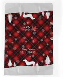 PGS Dachshund Red & Black Plaid with Dog Breed Silhouettes Waffle Weave Towel, Red/Black/White, 16 x 24-in