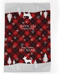 PGS Chihuahua Red & Black Plaid with Dog Breed Silhouettes Waffle Weave Towel, Red/Black/White, 16 x 24-in