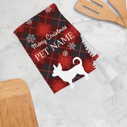 PGS Chihuahua Red & Black Plaid with Dog Breed Silhouettes Waffle Weave Towel, Red/Black/White, 16 x 24-in slide 2 of 2