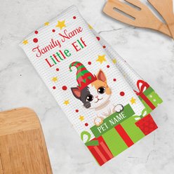 PGS Multi Colored Cat Little Elf Christmas Pet Breed Waffle Weave Towel, White/Red/Green/Yellow, 16 x 24-in slide 2 of 2